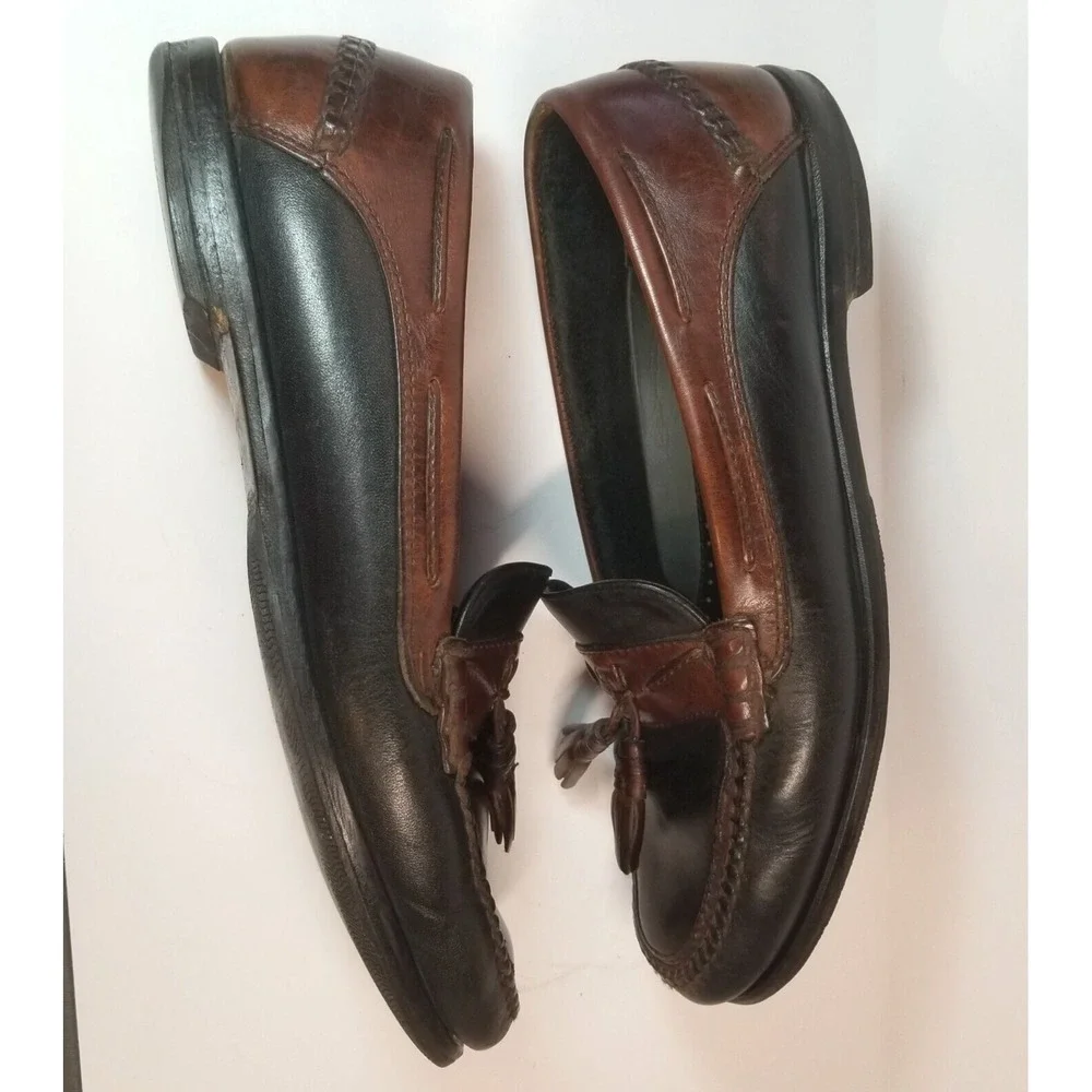 Johnston Murphy Men's Aragon‎ II Loafer Size 12 Black & Brown Tasseled on Band